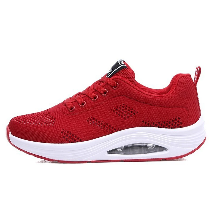 red fashion shoes Визуально увеличивающая рост обувь; женские кроссовки на танкетке; дышащая Спортивная обувь; Scarpe; для фитнеса; Donna; летняя обувь для танцев - Цвет: red fashion shoes