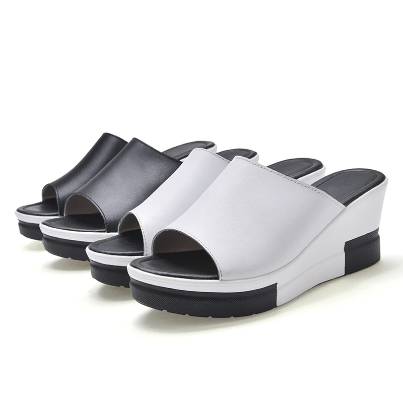 Новинка для женщин рифленая толстая подошва на танкетке высокий дышащий