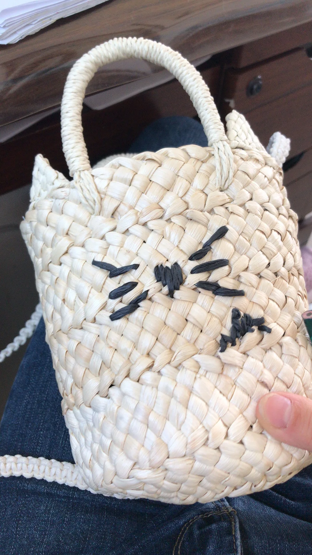 

FIRMRANCH Female Shoulder Bag 2021 Summer New Mini Sweet Cute Kitten Handmade Straw Hand-Dating Bucket Bag