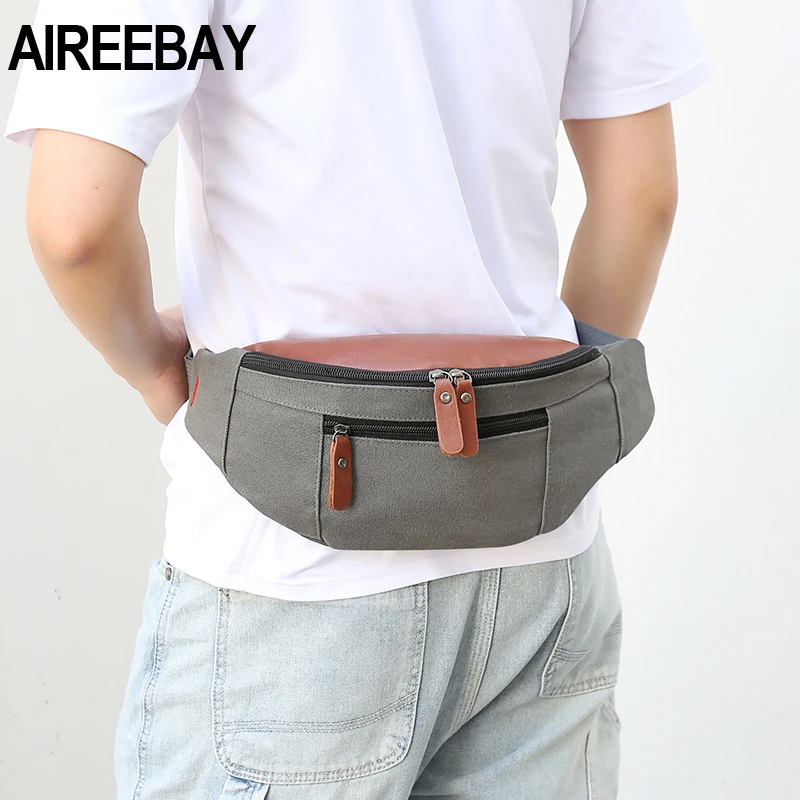 AIREEBAY 2019 Новая мужская полотняная поясная сумка большая дорожная телефонная для