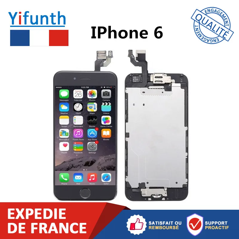 

Экранов для IPhone 6 цифрователь LCD Объективы дисплея сенсорного экрана в сборе сменный ЖК-экран для Iphone 6, черный, белый цвет Мобильный телефон ...