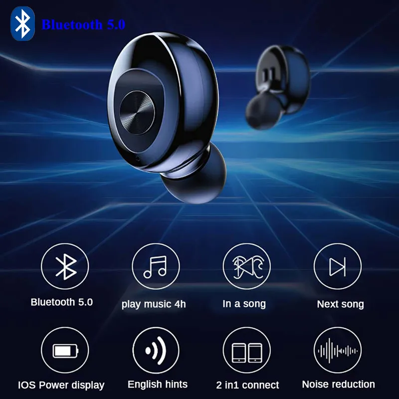 Беспроводные Bluetooth наушники XG12 TWS Hi-Fi звуковые спортивные игровая гарнитура с