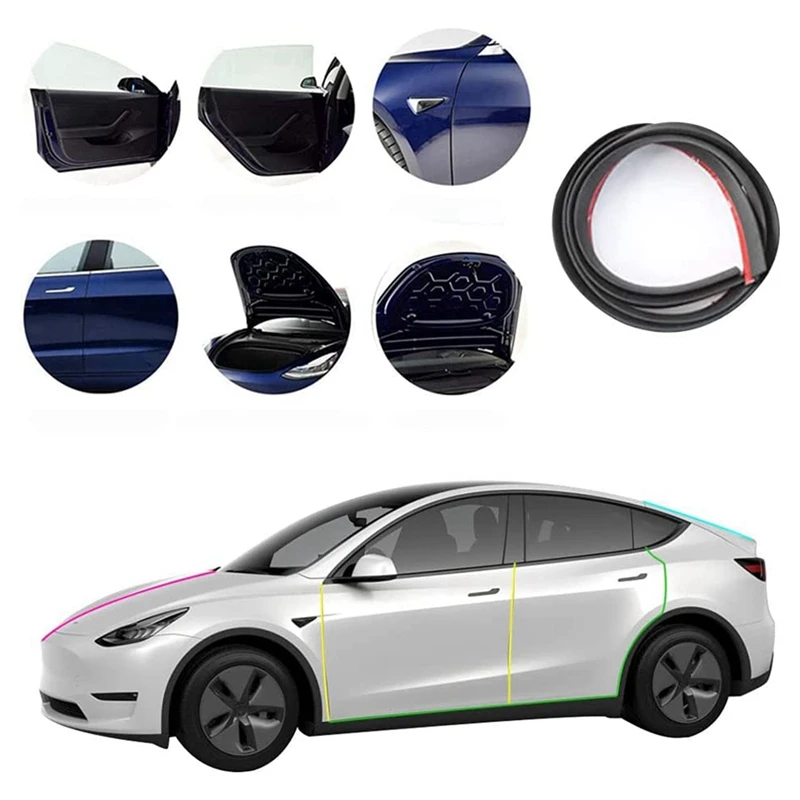 

Full Car Seal Car Door Seal Strip Kit Soundproof Noise Insulation Weather Strip Sealing for Tesla Model 3 10Pcs