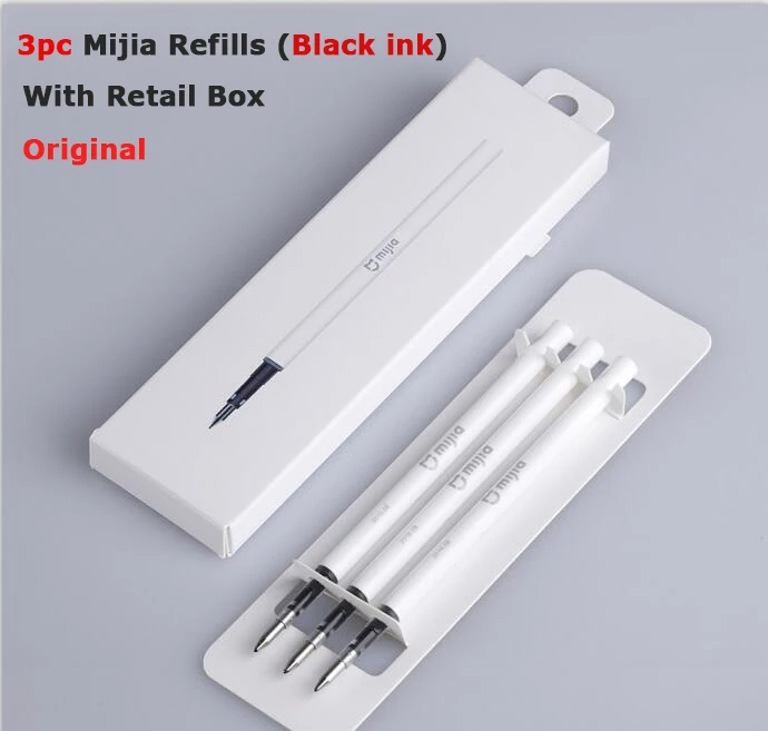 3pcs mijia black ink Оригинальная ручка-знак Xiaomi Mijia 0,5 мм, швейцарская сменная ручка, японские черные чернила, шариковая ручка(черная/синяя) для школы и офиса - Цвет: 3pcs mijia black ink