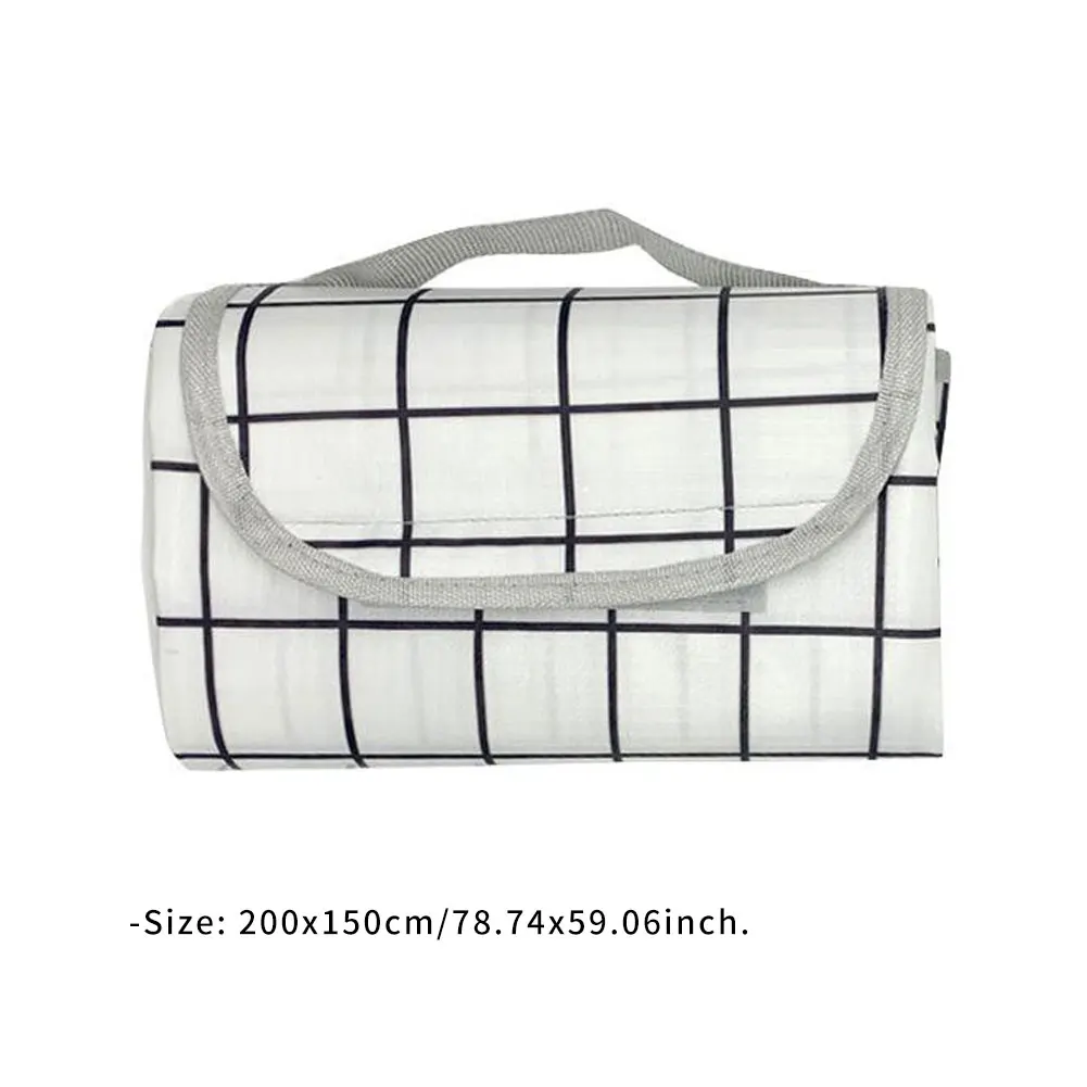 

Black And White Check Picnic Blanket Handy Foldable Picnic Rug Waterproof Sandproof Beach Camping Mat For Family Accessory
