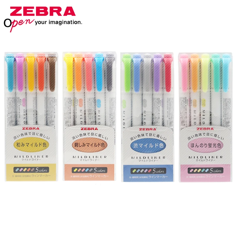 5 шт./лот хайлайтер с принтом зебры для офиса и школы двусторонний круглый носок |