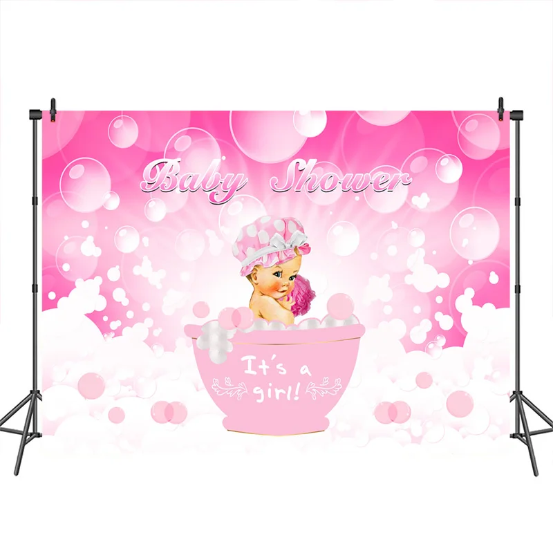 Фон для фотосъемки Neoback с изображением детского душа пузырьковая пена розовый