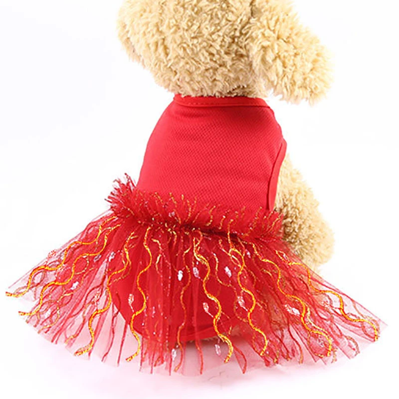 Летнее платье для маленьких собак чихуахуа с бронзовыми линиями щенков