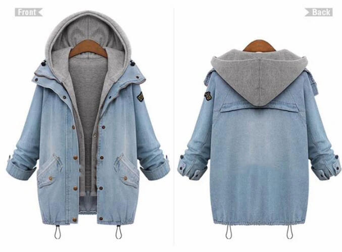 Женское джинсовое пальто с капюшоном парка на шнурке верхняя одежда комплект из 2