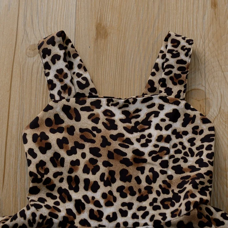 

Summer Girl Leopard Print Dress Fashion Suspenders Sleeveless Velvet Dress Baby Girl Smash Layered Ruffle Dress For Child Girls