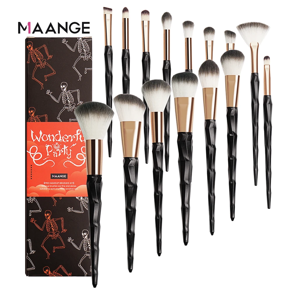 

MAANGE Halloween 15/10pcs Makeup Brushes Set With Box Crystal Handle Makeup Brushes Kit Foundation Blush Eyeshadow Make Up Tools
