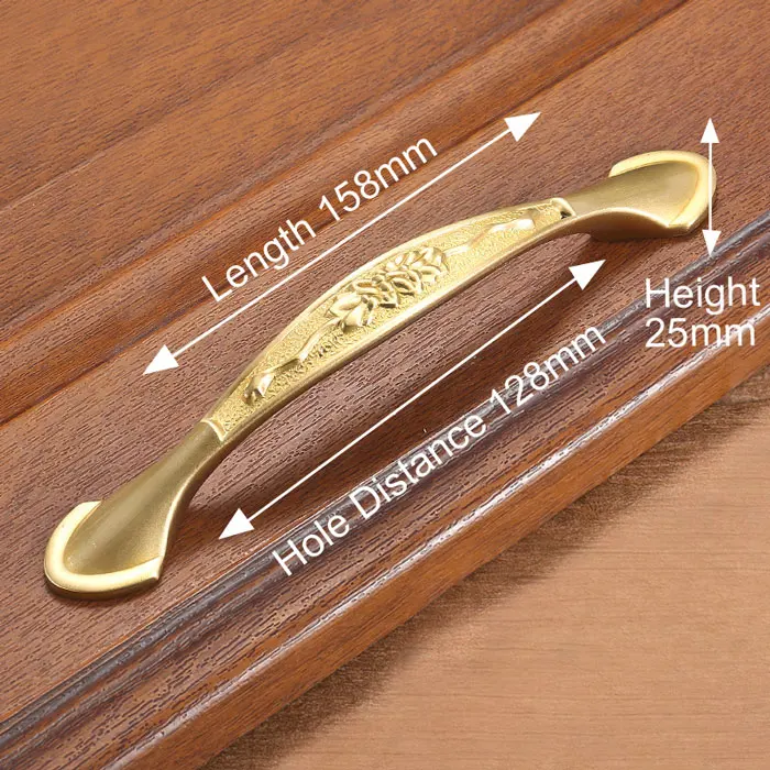 Handle-T1017-128 KAK медные латунные ручки шкафа для двери кухонного шкафа ручки для выдвижных ящиков Европейское винтажное Золотое оборудование для обработки мебели - Цвет: Handle-T1017-128