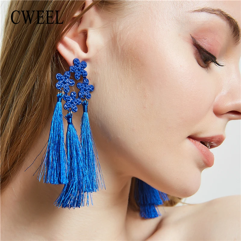 Женские серьги с кисточками CWEEL висячие в форме капли эффектные геометрические