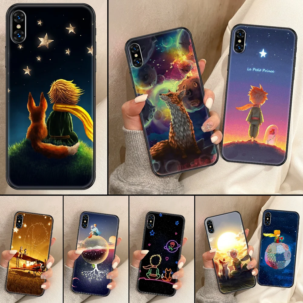 

Little Prince Cartoon Phone Case For iphone 5 5S SE 2 6 6S 7 8 11 12 Mini Plus X XS XR Pro Max black painting hoesjes soft back