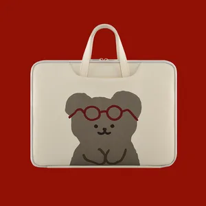 korea cute bear laptop bag for macbook huawei lenovo 14 15 6 16 1 inch notebook computer storage handbag shockproof cover case free global shipping