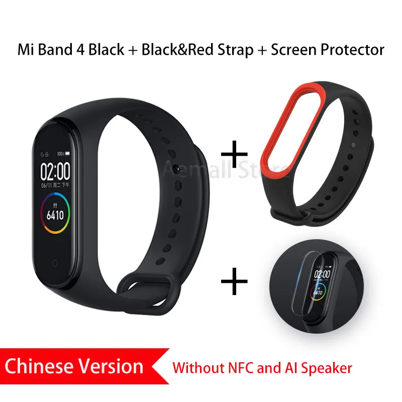 CN CSBlackred Xiaomi Mi группа 4 смарт-браслет Цвет Экран активно-матричные осид сердечного ритма Водонепроницаемый спортивные Фитнес Bluetooth гарнитура глобальная версия - Цвет: CN CSBlackred