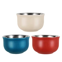 non slip stainless steel bowl 3 layer soup bowls heat insulation metal food serving tableware tools travel camping bowl for kids