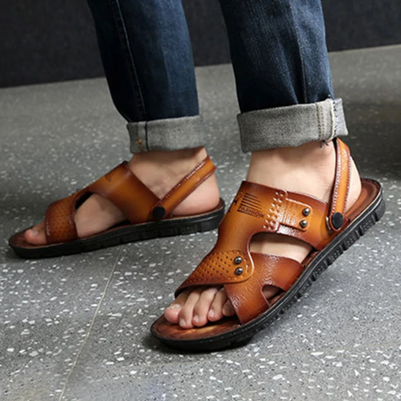 

Новая обувь, мужские сандалии, летние сандалии, мужские сандалии на плоской подошве, удобная мужская обувь, кожаные мужские пляжные сандали...