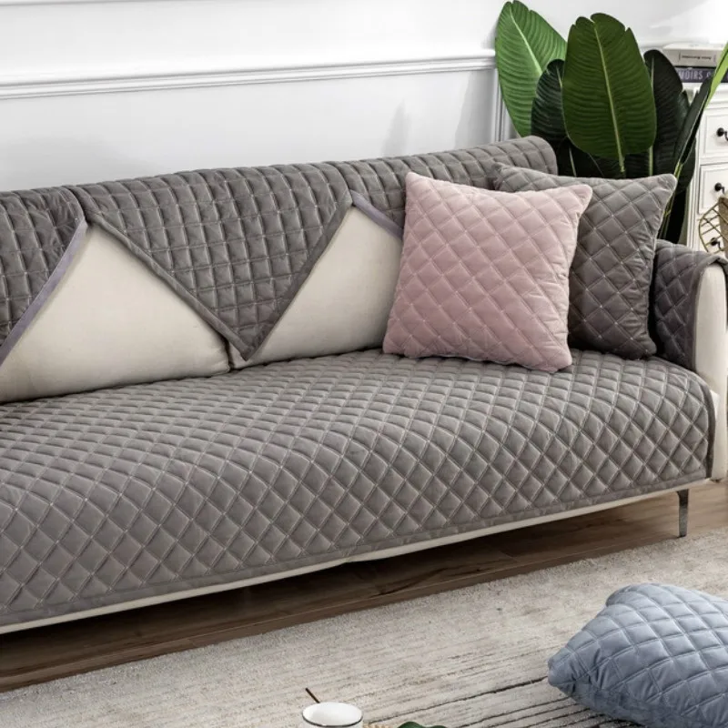 Чехол для дивана из хлопчатобумажной ткани однотонное покрывало на диван