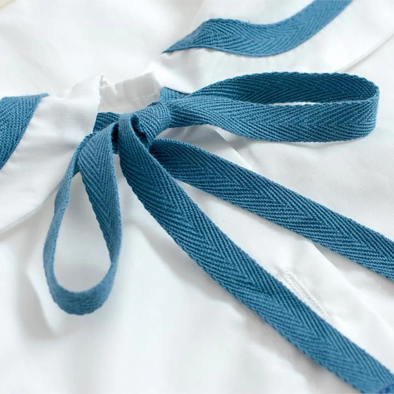 Летнее милое модное женское белое платье опрятный короткий рукав моряк воротник