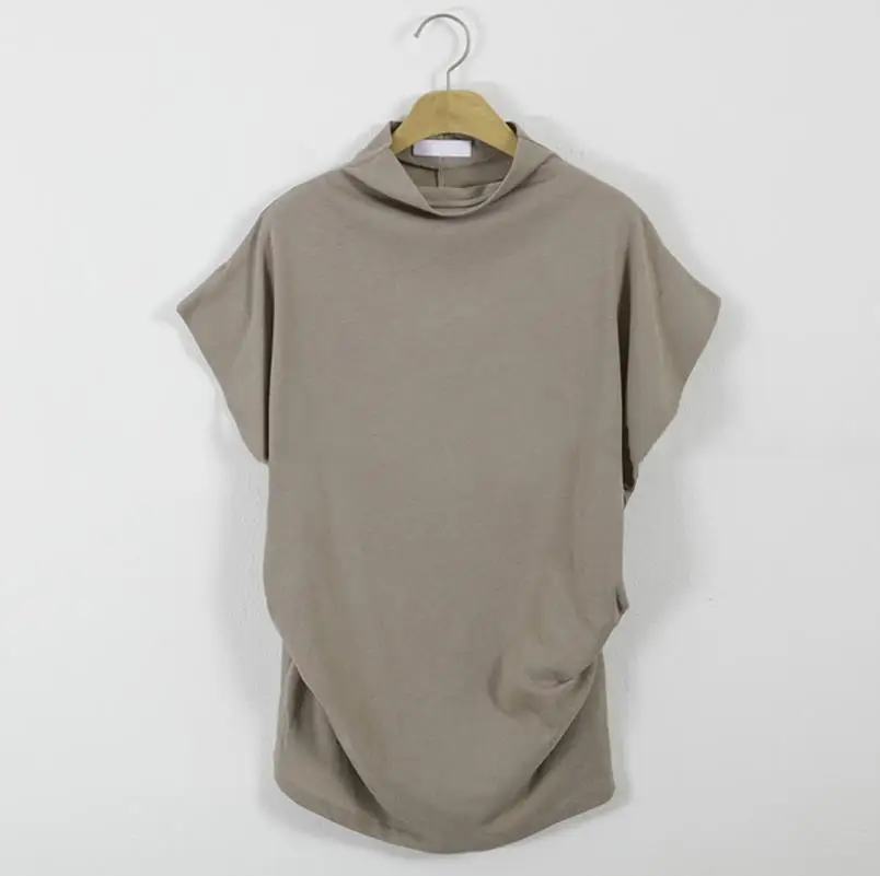 high collar bottoming shirt large size women's loose bat short-sleeved | Женская одежда