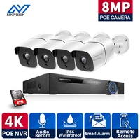 4k ultra hd poe ip camera 4ch security camera system 8mp h 265 nvr audio record outdoor ai detection video surveillance kit