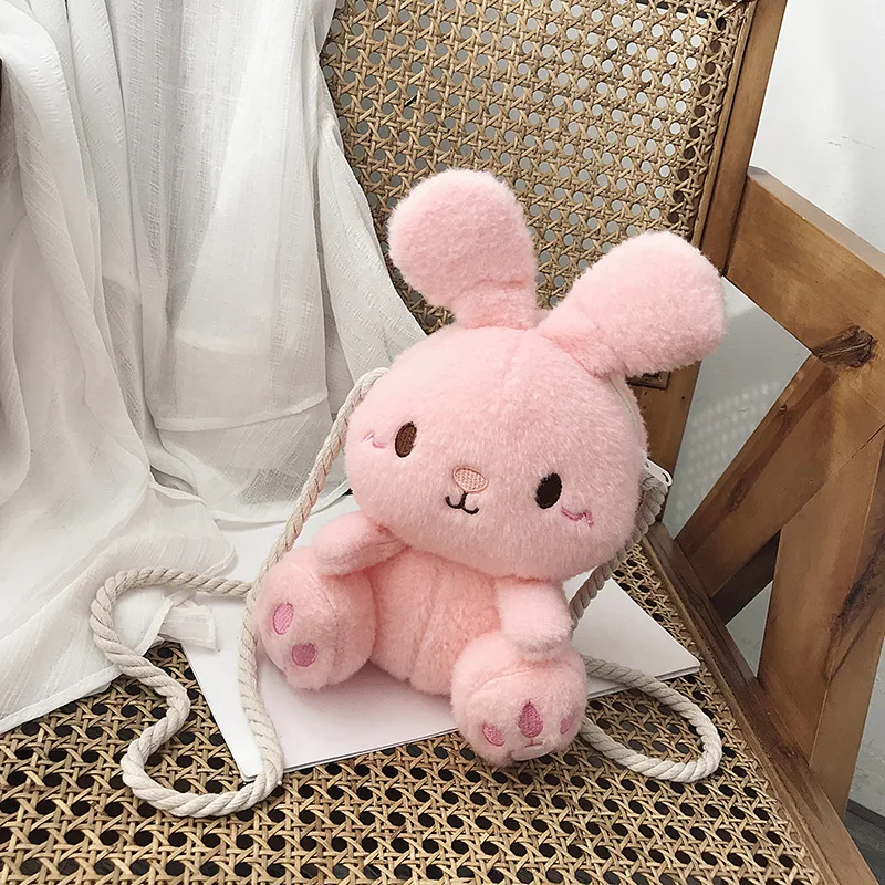 

Student Messenger Bag Girls Plush Doll cartoon rabbit Bags 2021 Shoulder Bags Womens Crossbody Bag