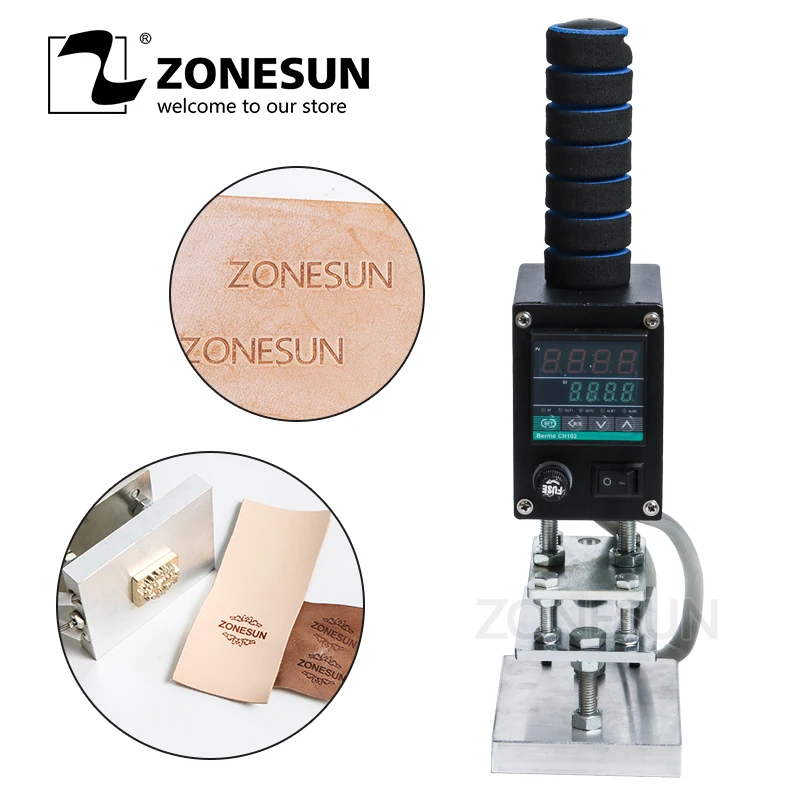 ZONESUN 5*7 см Электрический паяльник 0-400 градусов логотип кожа горячая фольга