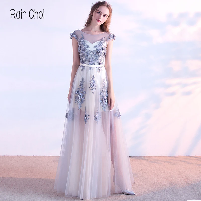 

Evening Party Gowns Applique Formal Graduation Dress Long Prom Dresses