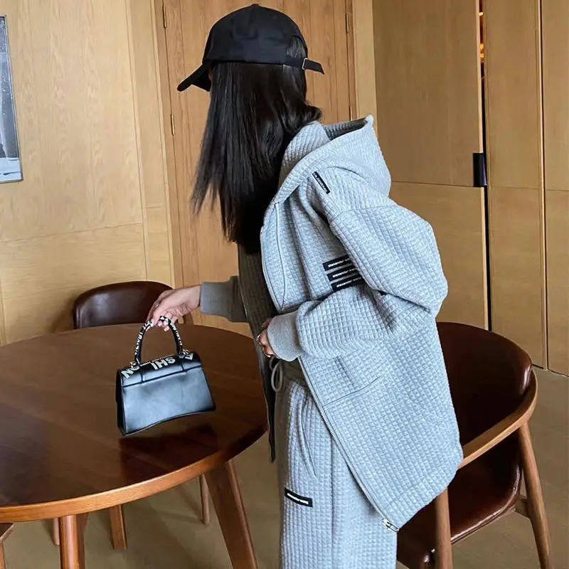 Новинка куртка с капюшоном леггинсы Спортивный Повседневный комплект из двух