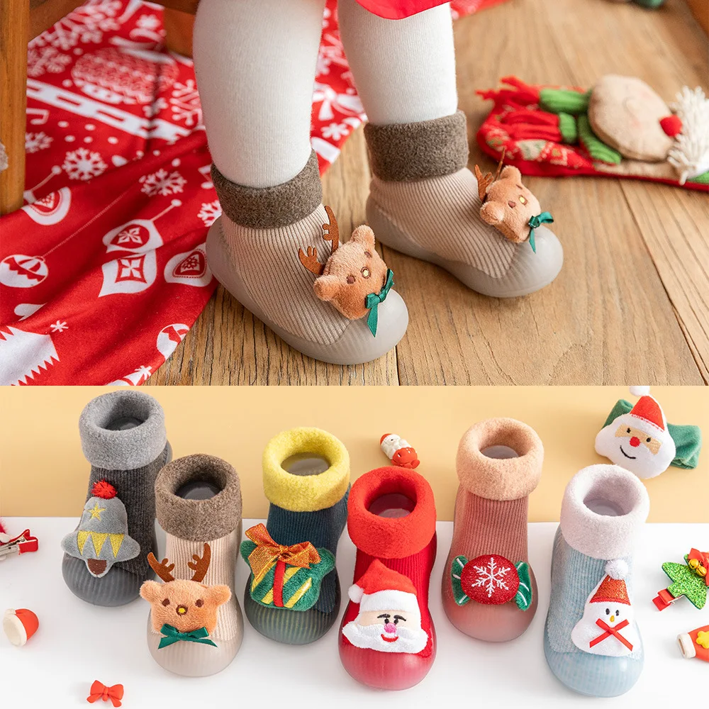 

Children's floor socks, baby toddler socks, autumn and winter baby Christmas thickening indoor non-slip soft sole footwear