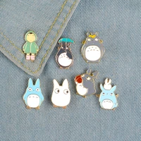 7pcsset my neighbor comic totoro enamel pins chinchilla brooches lapel pin badge cartoon animal jewelry gifts for kids friends