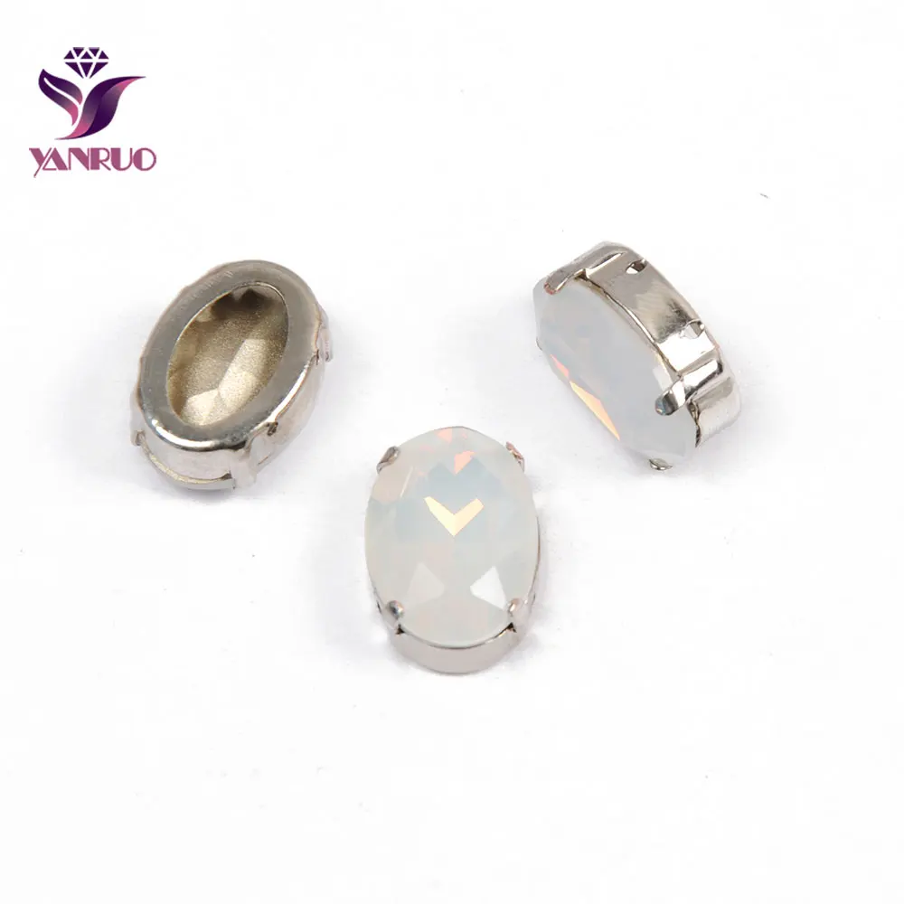 YANRUO 4120 овальной формы с острым задней пришить стразы Стекло ремесленных камни стразы хрустальные камни для ювелирных изделий DIY ремесла - Цвет: White Opal
