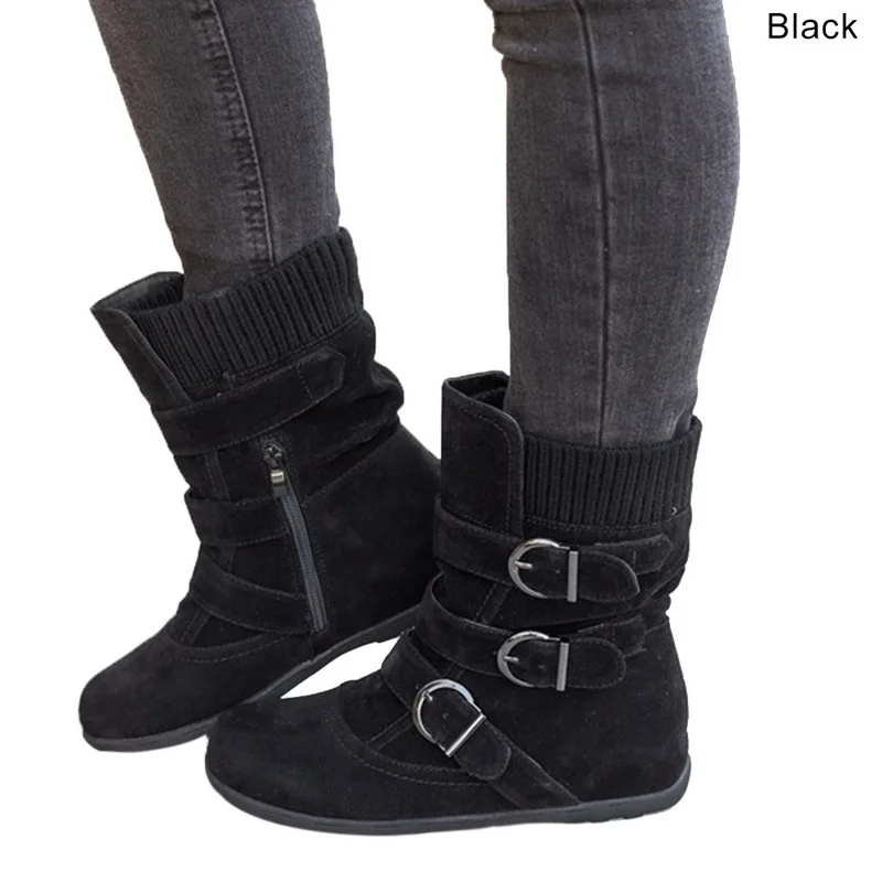 Black Litthing женские зимние ботинки короткие ботинки из толстого хлопка на плоской подошве, большие размеры повседневная обувь очень теплые зимние женские ботинки - Цвет: Black
