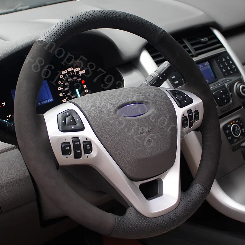 

For Volvo XC40 T4 2014-2020 Black Leather Black Suede Car Steering Wheel Covers car accessories