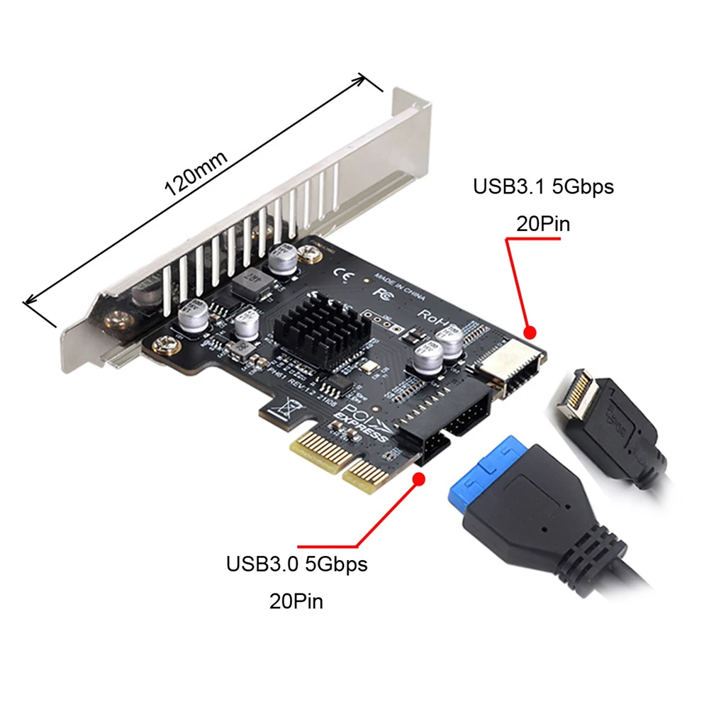 5Gbps Type-E USB 3 1 Передняя панель и 2 0 для PCI-E 1X ЭКСПРЕСС-карта VL805 адаптер материнской
