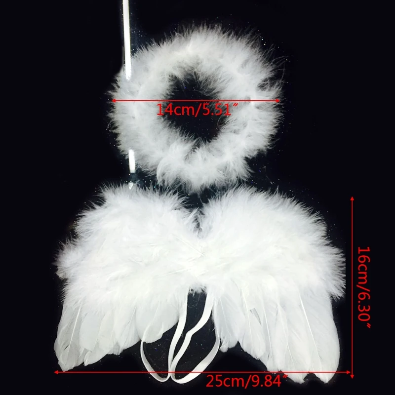 Ala de &Aacute;ngel con diadema para beb&eacute;, accesorios de fotograf&iacute;a para reci&eacute;n nacido, conjunto de trajes, disfraz de fotograf&iacute;a-4