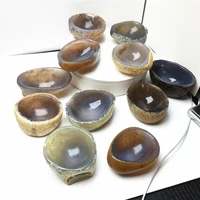 colorful gray agate bowl jewelry box with crystal stone healing home decor