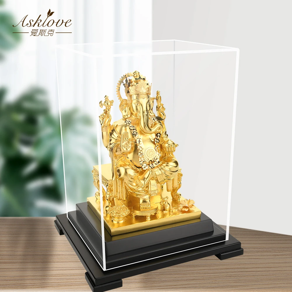 Индийский буддизм Золотая фольга Ganapati Ganesh Gold Lord слон Ганеш статуя Будды домашний