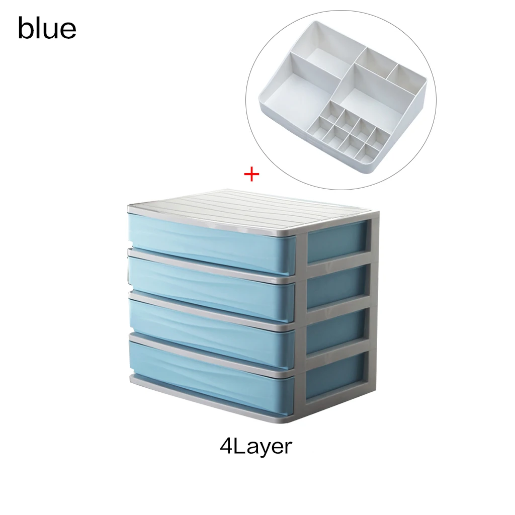 4Layer-blue Пластиковая коробка большой емкости, ящик для хранения косметики, органайзер, коробка для дома, телефона, для мелочей, стойка для ухода, дропшиппинг - Цвет: 4Layer-blue
