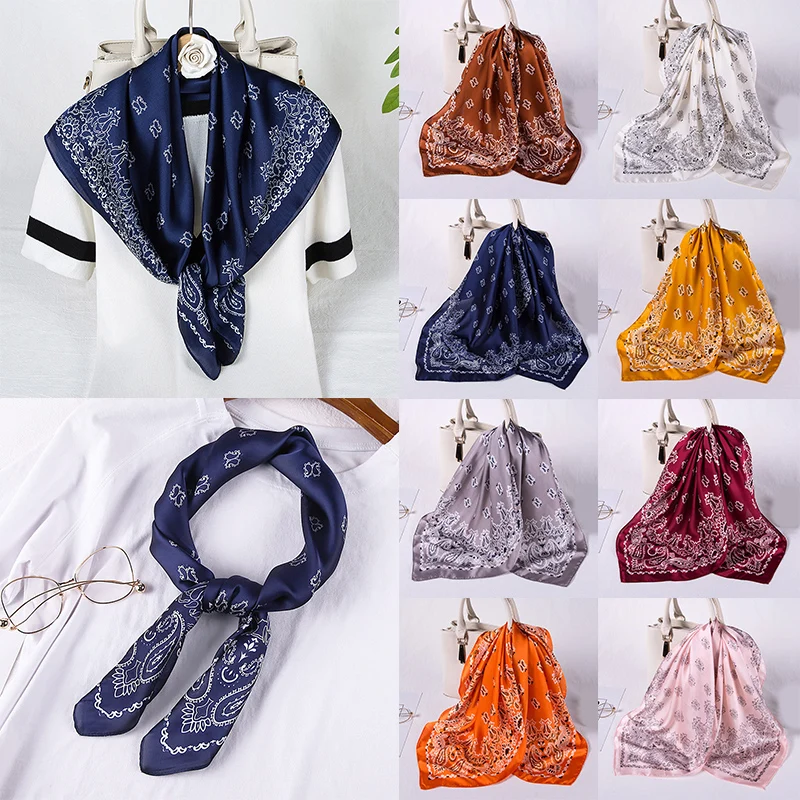

Print Square Scarf Women Hair Neck Scarves Neckerchief Foulard 70*70cm Cashew Scarf Imitated Silk Scarves Head Scarves Shawl