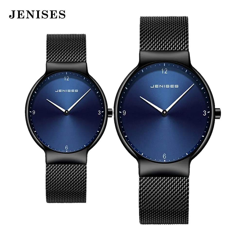 

Часы наручные для пар, роскошные брендовые простые элегантные кварцевые деловые для влюбленных пар, с тонким полностью сетчатым ремешком, в...