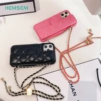 2022 fancy collocation leather chain brand lambskin case for iphone 13 12 11 pro xs max xr 8 plus card bag cover phone accessory