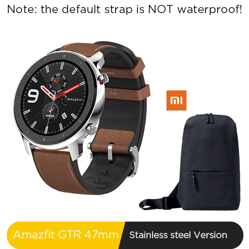 47mm-Stainless-bag Xiaomi Amazfit GTR 47 мм 42 мм gps Смарт-часы Мужские 5ATM водонепроницаемые Смарт-часы 24 дня батарея AMOLED экран 12 спортивных режимов музыки - Цвет: 47mm-Stainless-bag