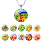 Модное ожерелье с кулоном в виде медведя из мультфильма Пух, 25 мм, ожерелье для девочек с кабошоном, ювелирное изделие высокого качества, WN370