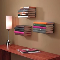 2pcs stainless steel wall mounted hidden bookcase space saving book storage shelf rack sundries organizer holder home wall decor