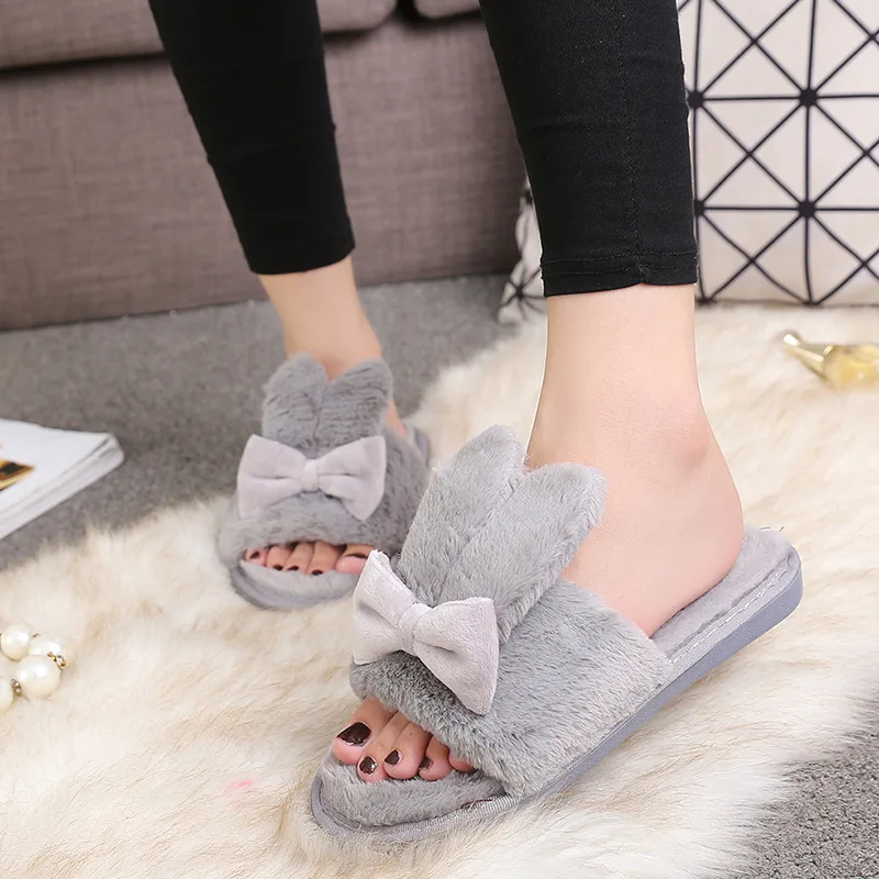 Зимние новые женские тапочки Повседневная теплая Модная домашняя обувь на
