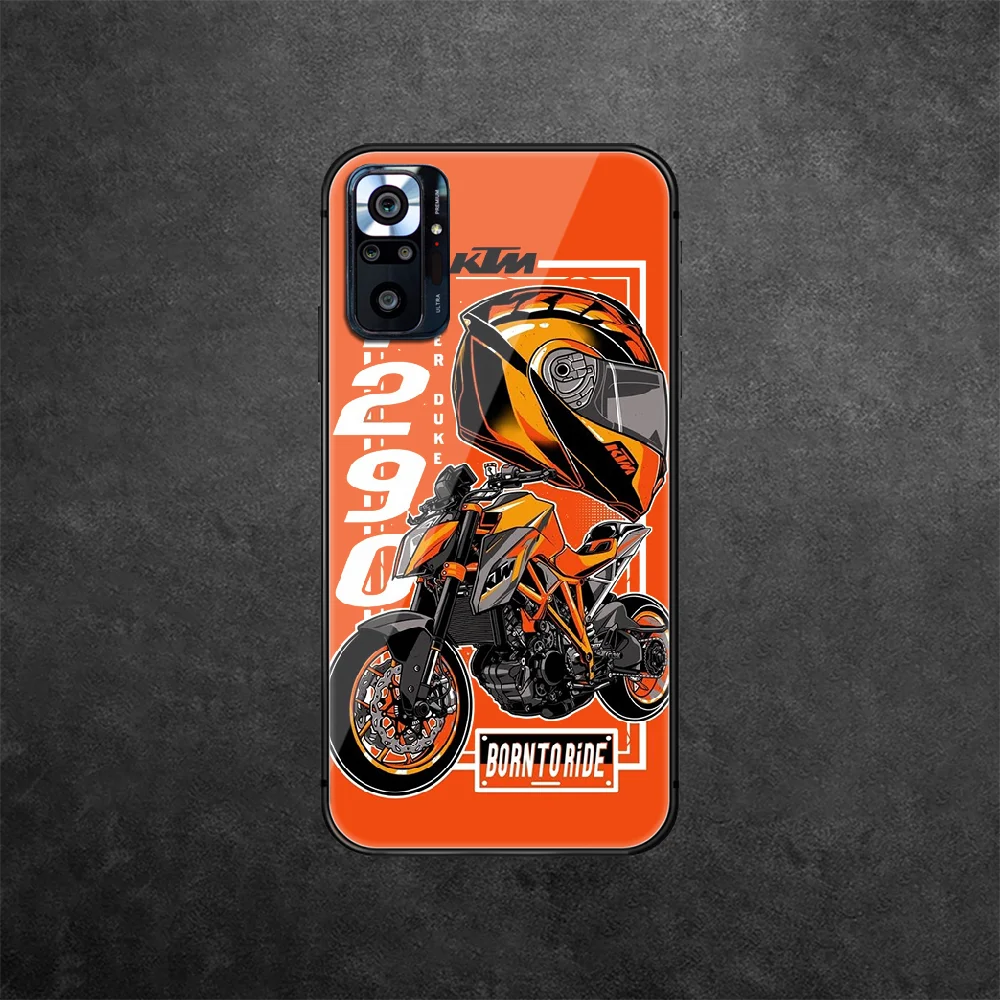 

Motorcycle KT Brand Tempered Glass Phone Case Cover For Xiaomi Redmi Note 7 8 9 10 A C T S Pro K 30 40 Etui Waterproof Luxury