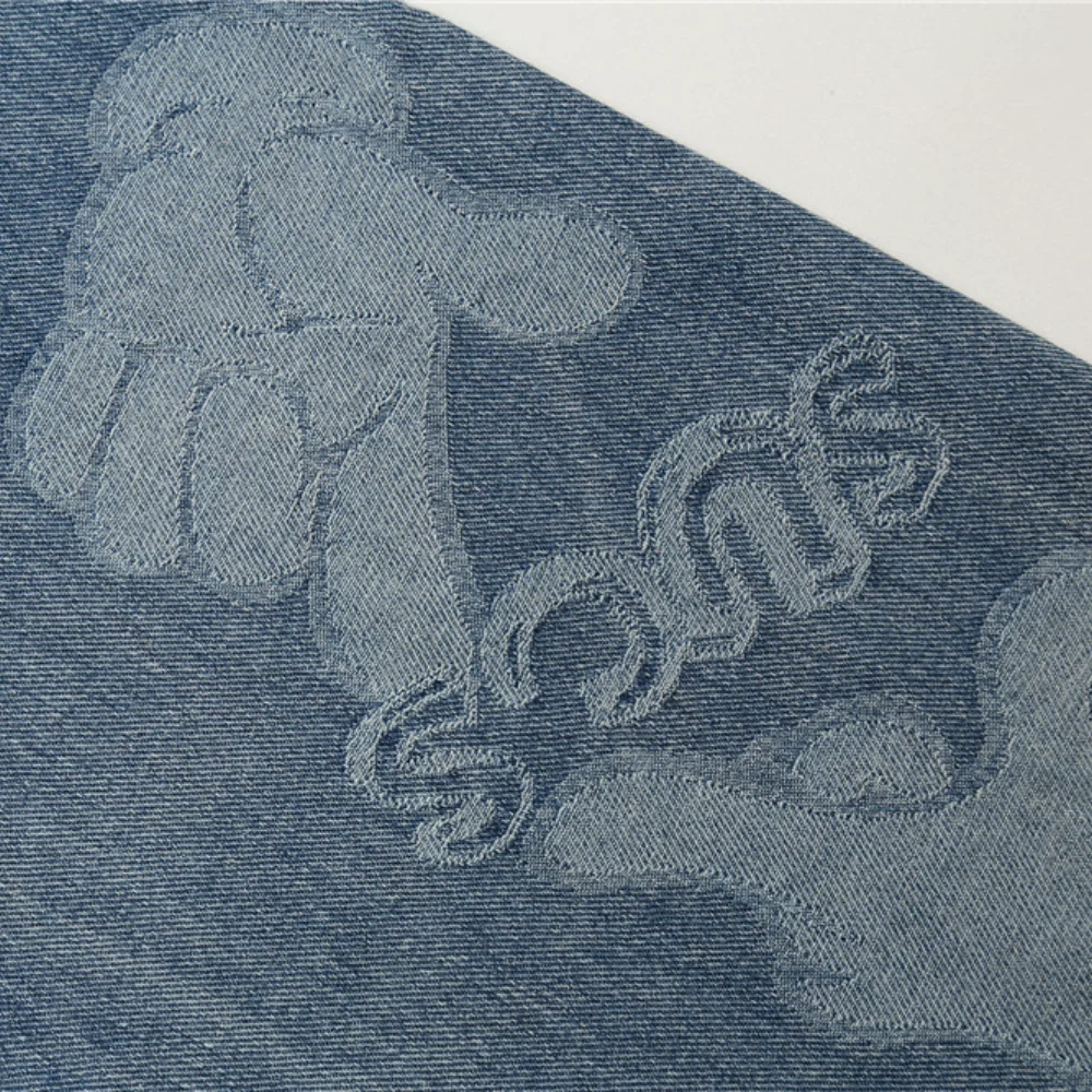 Korean Fashion Palm Jacquard Retro Washed Men Baggy Jeans Trousers Hip Hop Straight Women Wide Denim Pants For Teens Pantalones