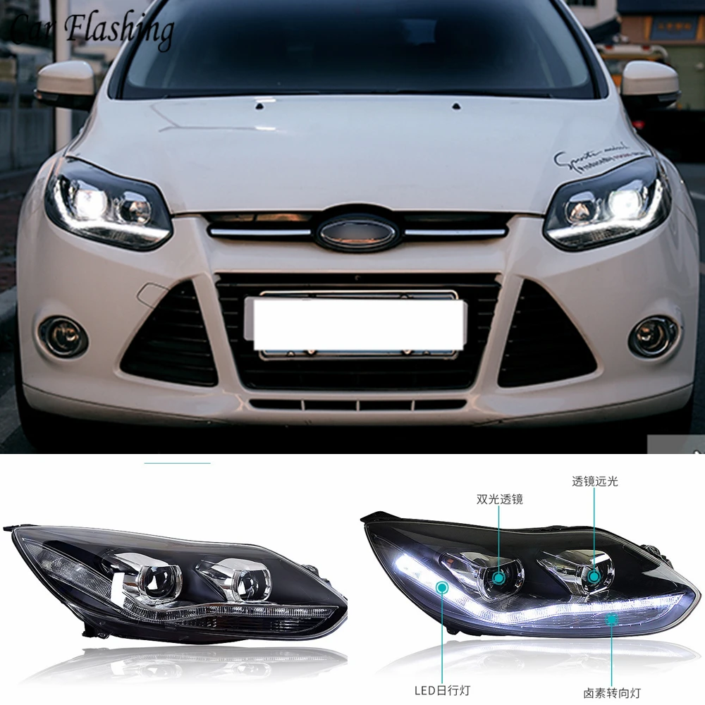 1 пара светодиодный налобный фонарь для Ford Focus 3 головной светильник s 2012 2013 2014